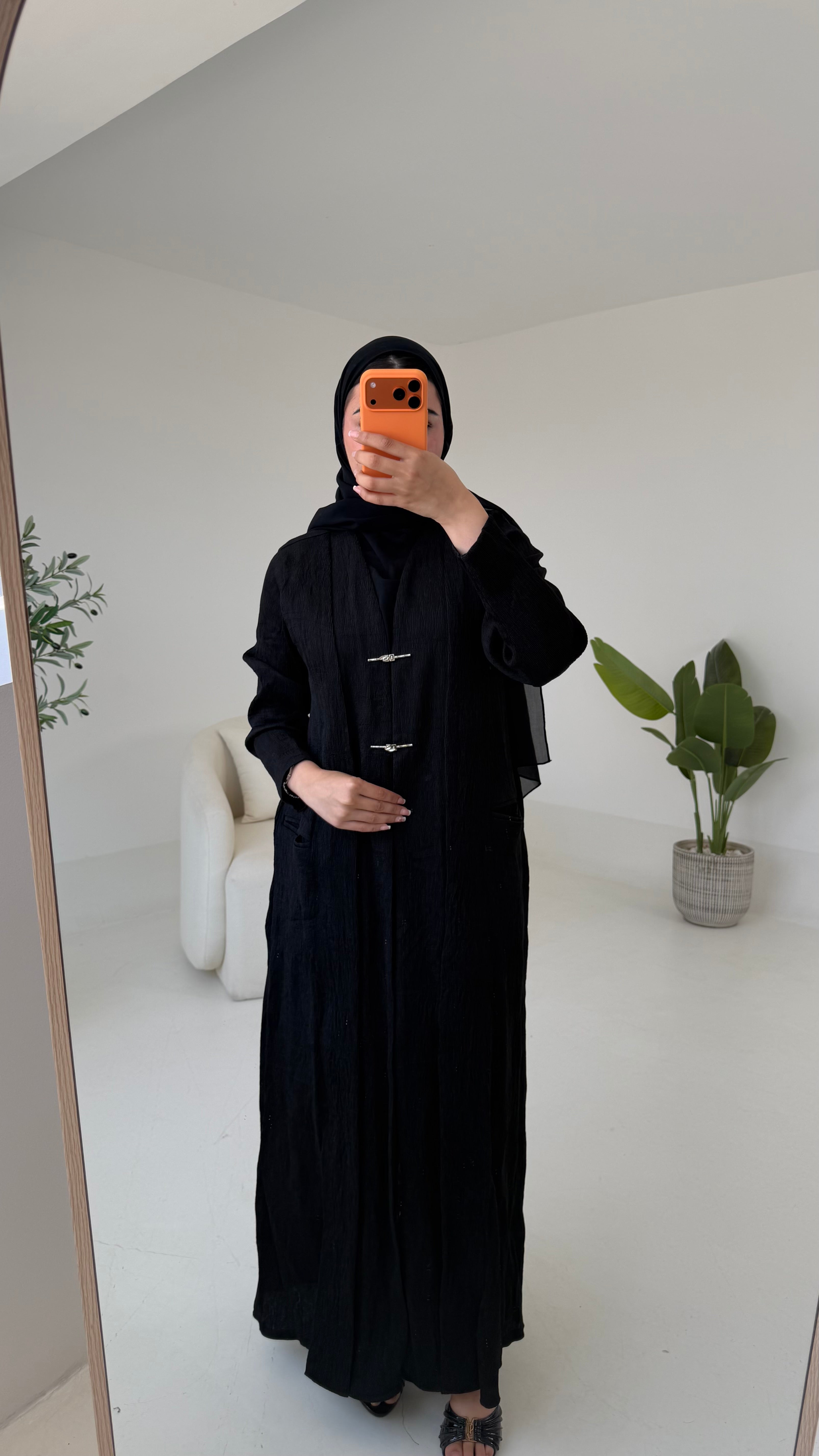 Nsj abaya lenin fabric