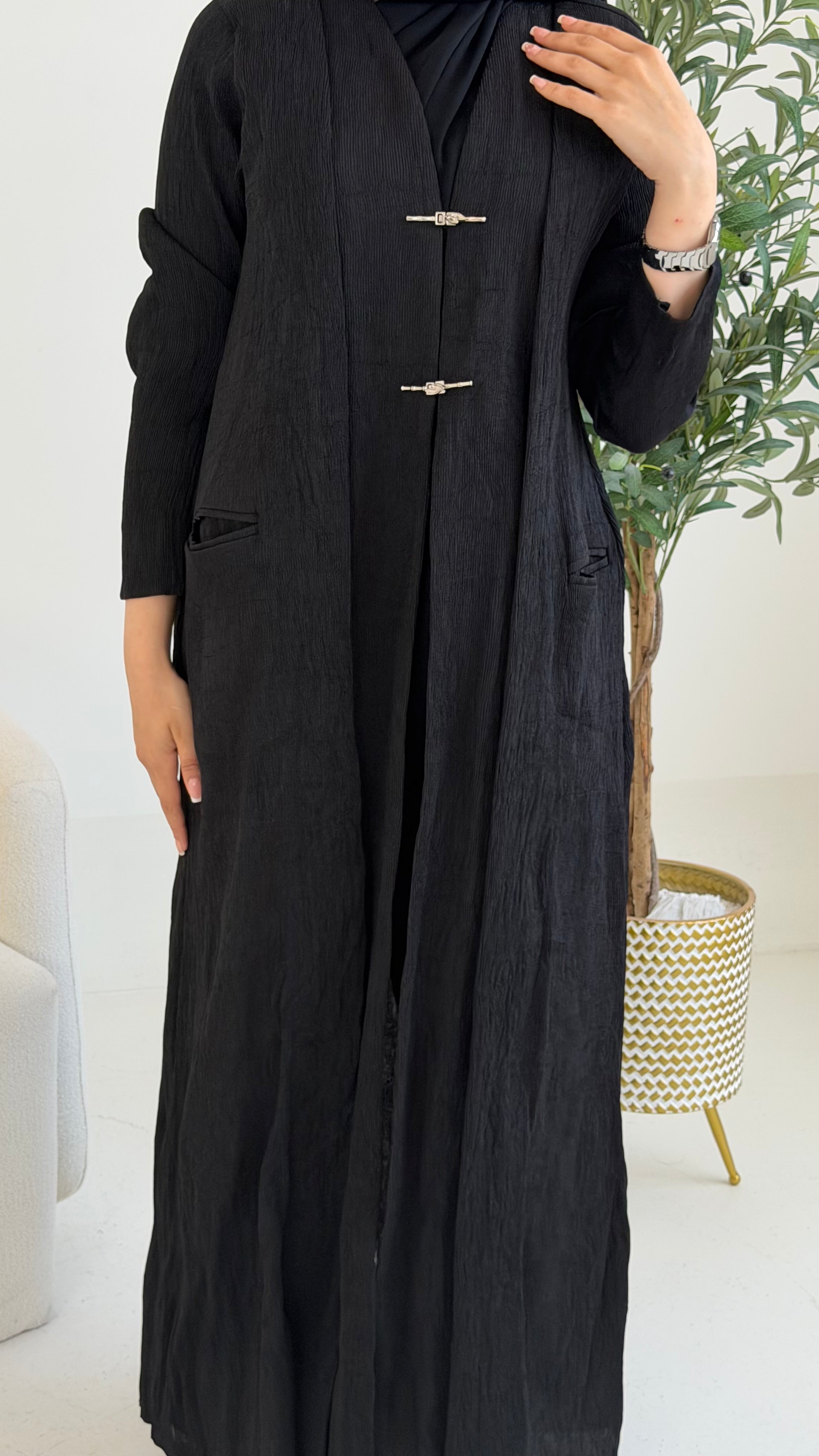 Nsj abaya lenin fabric
